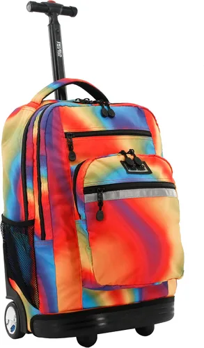 Vista 37 de J World Sundance Mochila Rodante para Laptop para Niñas y Niños. Mochila Escolar con Ruedas, Rombos negro, 20 pulgadas