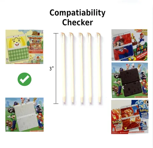 Vista 2 de 3DS - Lápiz capacitivo de repuesto compatible con el nuevo lápiz digital original de Nintendo 3DS (no XL) (paquete de 5) (blanco)