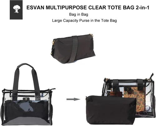 Vista 5 de Bolso transparente iridiscente de burbujas de jabón para eventos de estadio con bolsa de hombro para playa de conciertos