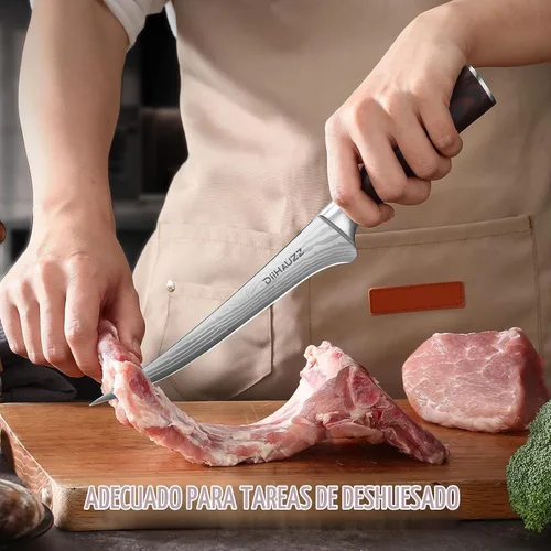 Vista 5 de DiiHAUZZ Cuchillo de filete de 7 pulgadas, cuchillo afilado para deshuesar