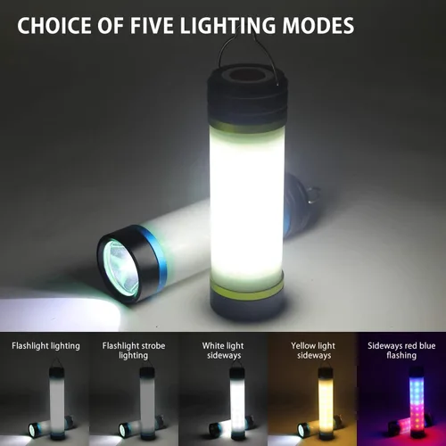 Vista 3 de NPET Linterna LED para campamento recargable, IPX7, impermeable, con 5 modos de rayo, accesorios de campamento portátiles, faros delanteros