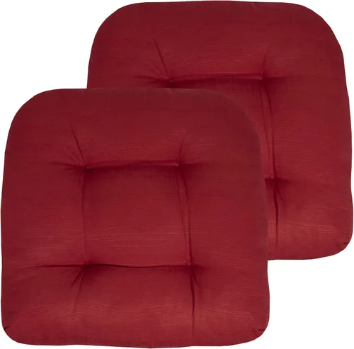 Vista 64 de Sweet Home Collection - Cojines para silla de patio y exterior, almohadillas prémium con relleno grueso y cómodo de fibra, mechones, 19 x 19 Negro