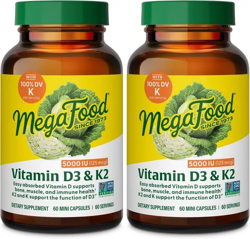Vista 10 de MegaFood Vitamina D3 5000 UI (125 mcg) – Suplementos vegetarianos con vitamina D3 K2 – Apoya los huesos, dientes, músculos y salud inmunológica