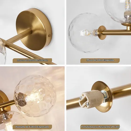 Vista 3 de Lámparas de tocador de baño, 5 luces de pared de baño