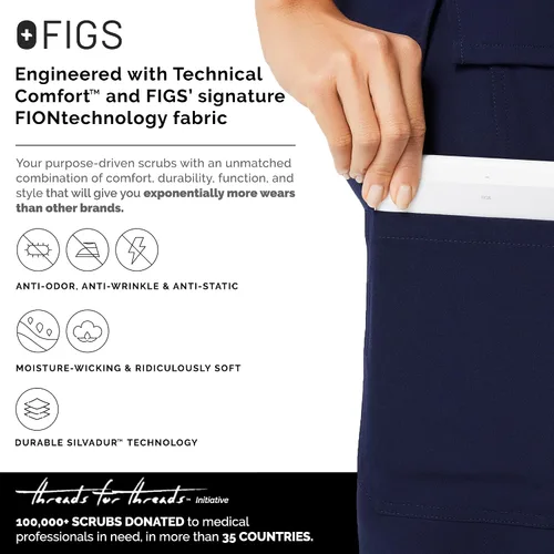 Vista 3 de FIGS - Pantalones quirúrgicos tipo cargo para mujer básicos ajuste perfecto súper flexibles muy suaves antiarrugas pantalones para profesionales
