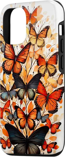 Vista 2 de iPhone 14 mariposa estética naranja mariposas naturaleza acuarela caso