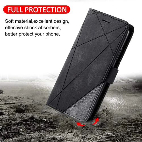 Vista 3 de Funda de cuero tipo cartera para Xiaomi Redmi Note 9 pro/Note 9s/Note 9pro Max, funda de poliuretano con tapa y ranuras de crédito, funda plegable