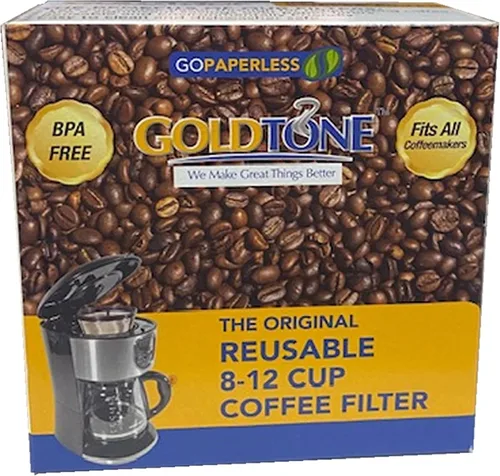 Vista 2 de GOLDTONE Filtro de café estilo cesta, para 8-12 tazas, reutilizable, se ajusta a cafeteras Mr. Coffee, libre de BPA