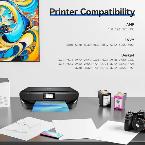 Vista 2 de 65XL para HP 65 65XL Cartuchos de tinta para HP DeskJet 3755 2655 3720 3722 3723 3752 3752 3758 2652 2655 2624 Envy 5055 5052 5058 AMP 100 120
