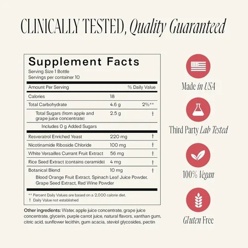 Vista 3 de Happy Aging Suplemento líquido NAD+ para mujeres Ribosida liposomal de nicotinamida y resveratrol inyecciones para energía, salud de la piel