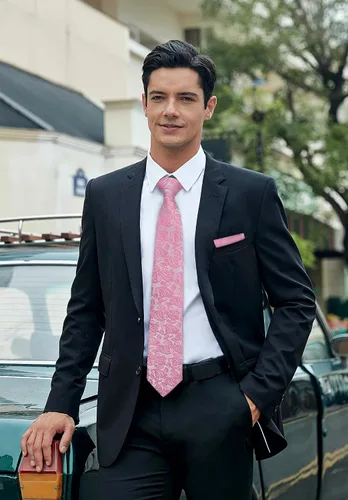 Vista 104 de HISDERN Corbatas para hombre, corbata de cachemira y bolsillo cuadrado tejido clásico floral para hombre, corbata de fiesta de boda