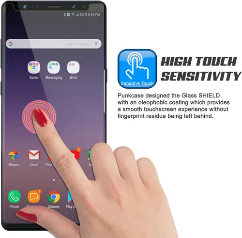Vista 3 de PUNKSHIELD - Protector de pantalla de vidrio templado para Note 9, universal, compatible con funda 9H HD, sin burbujas, curvada de 0.013 in