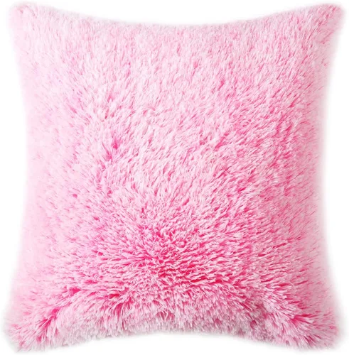 Vista 16 de DECOBIRD Funda de almohada de 18 x 18 pulgadas, extra suave, lumbar, peluda, de piel sintética, decoración del hogar, funda de cojín de doble cara