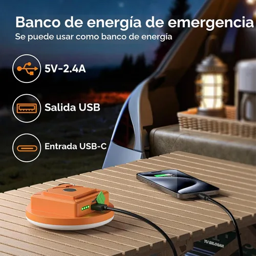 Vista 3 de Eventek Luces de campamento de 12000 mAh, linterna LED ultra brillante con 4 modos y magnética, IPX5 impermeable, recargable, luces de tienda