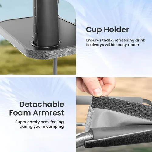 Vista 9 de Director - Silla de campamento – 400 libras resistente con bolsa enfriadora y bandeja lateral plegable, silla de césped portátil al aire libre