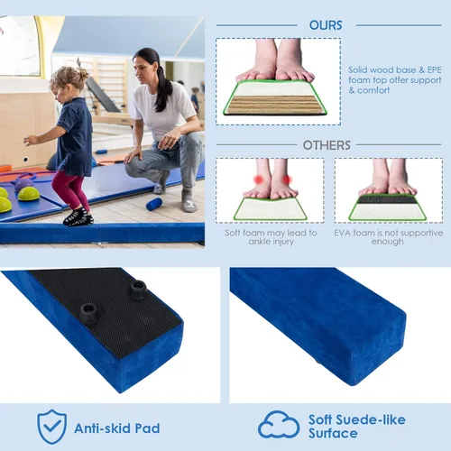 Vista 4 de Giantex Haz de equilibrio de 7/8/9 pies, haz de gimnasia plegable con asas de transporte, base de goma antideslizante para niños, haz de gimnasia
