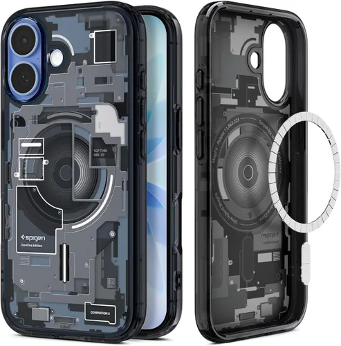 Vista 37 de Spigen Ultra Hybrid MagFit Impresión Digital Directa - Funda para iPhone 16 Pro [Diseño Personalizado][Compatible con Magsafe] - Analógica DDP