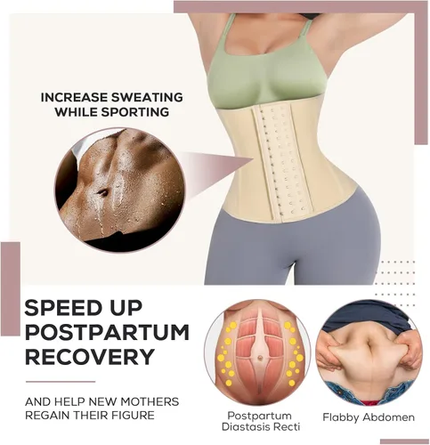 Vista 4 de FeelinGirl Entrenador de cintura para mujer, corsé de látex debajo del busto, modelador de cuerpo, faja deportiva para entrenamiento y cintura