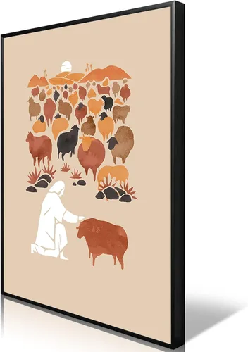 Vista 16 de OAOPIC Póster enmarcado con versículos bíblicos de la Biblia de Noé, arte de pared de historia bíblica cristiana, pintura impresa de escritura