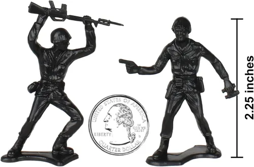 Vista 2 de TimMee Soldados de plástico del ejército - 48 figuras de juguete de soldados negros - Fabricado en EE. UU