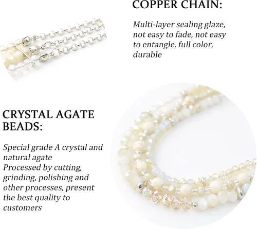 Vista 5 de Collar a capas con cristal para mujer, gargantilla con cadena de plata gruesa, regalo de cumpleaños para mujer