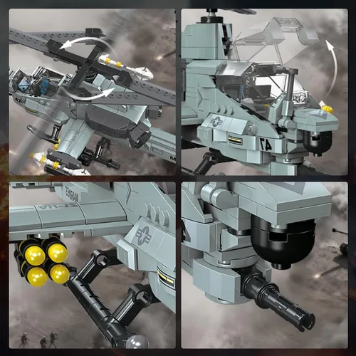 Vista 3 de AH-1Z Viper Attack - Juego de bloques de construcción de helicóptero (597 piezas) - Compatible con el juego de aviones Lego, kit de modelo de avión