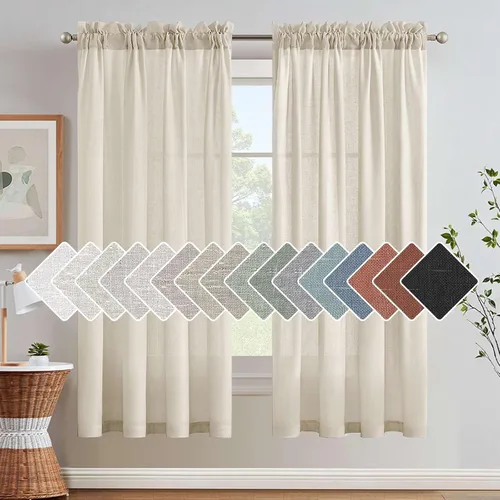 Vista 56 de H.VERSAILTEX Cortinas texturizadas de lino con filtro de luz para sala de estar, tratamiento de ventanas, cortinas naturales y duraderas