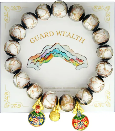 Vista 13 de Pulsera de esmalte gris colorido para hombres y mujeres – Estilo Palacio Imperial, joyería de guardián familiar de bestias tragadoras de oro