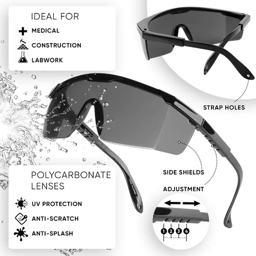 Vista 2 de Gafas de sol de seguridad tintadas para hombres envolventes con protección UV oscuras