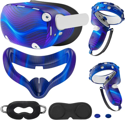 Vista 2 de Silicone Cover Set Compatible with Oculus Quest 2 Accessories+Compatible with MetaOculus Quest 3
