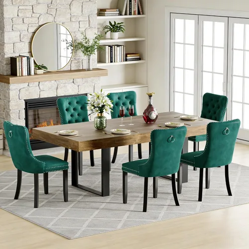Vista 18 de Juego de mesa de comedor extensible de 5 piezas para 4, mesa de cocina de madera marrón de 63-78.7 pulgadas con 4 sillas acolchadas beige, juego