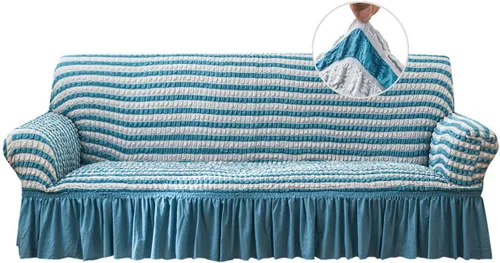 Vista 24 de Qubjus Funda Elástica para Sofá Fundas para Sofá Lavables Funda para Sofá Sillón Cama Protector de Muebles de Fácil Ajuste con Parte Inferior Beige