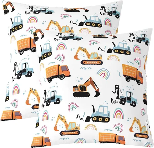 Vista 24 de Juego de 2 fundas de almohada de construcción de 16 x 16 pulgadas, fundas de almohada suaves para camiones, fundas de cojín para sala de estar