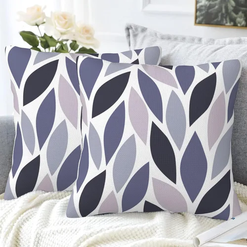 Vista 4 de Fundas de almohada decorativas con flores abstractas y hojas, 16 x 16 pulgadas, juego de 2, fundas de almohada decorativas suaves para sala