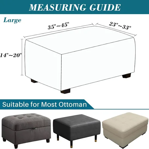 Vista 6 de HFCNMY Funda para Otomán Rectangular, Fundas Deslizables de Terciopelo Elástico Rectangulares Cubiertas Gruesas Funda Deslizable para Otomanes Beige