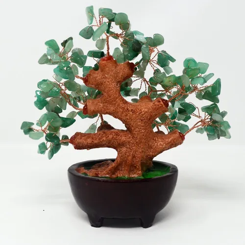 Vista 3 de Feng Shui HN130 - Árbol de dinero de cristal verde natural para la riqueza y la suerte