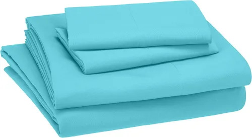 Vista 7 de Amazon Basics Juego de sábanas para niños de microfibra ligera, suave y fácil de lavar, 3 piezas, tamaño Twin, Aqua brillante, diseño sólido