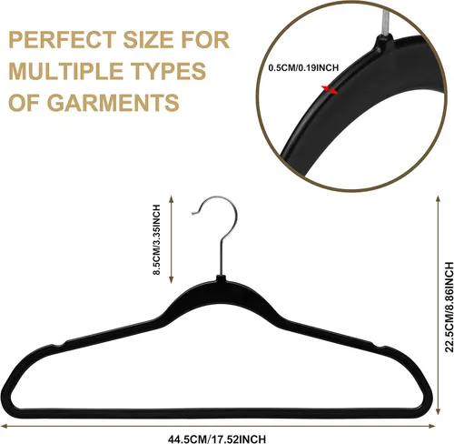 Vista 4 de Quality Hangers Paquete de 20 perchas de plástico para ropa, perchas delgadas sin terciopelo con gancho cromado giratorio de 360° y muescas