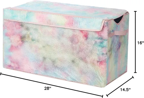 Vista 6 de Heritage Kids Sorbet Dream - Maletero plegable de piel sintética para juguetes, 28 pulgadas de ancho, teñido anudado