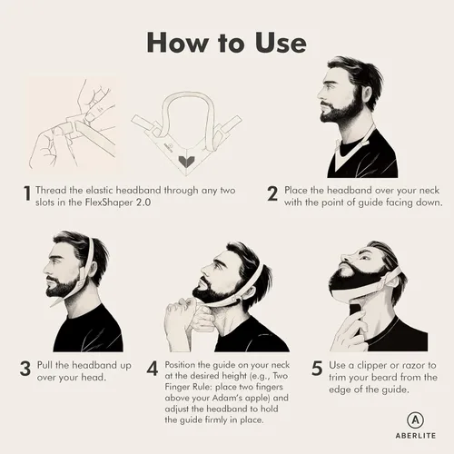 Vista 3 de Aberlite FlexShaper 2.0 - Moldeador de barba para hombres - Guía de cuello flexible y sin manos - Herramienta de recorte de barba - Kit