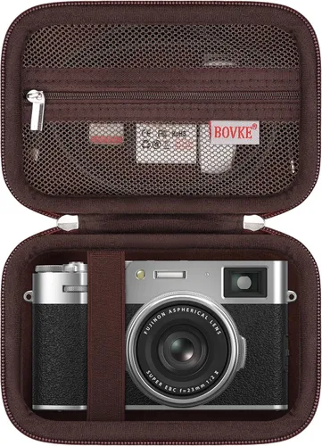 Vista 7 de BOVKE Funda de transporte para cámara digital Fujifilm X100VI / X100V / X-E5, bolsillo de malla adicional para accesorios de cámara Fuji, cables