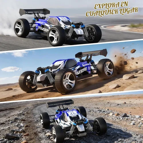 Vista 3 de SIMREX Coche RC 1:18 Escala 4WD, 40+ MPH Camión todoterreno de alta Azul
