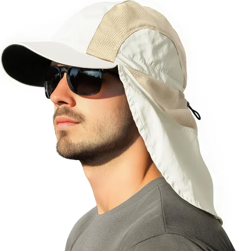 Vista 9 de Sombrero de sol para hombre con malla transpirable sombreros de sol para hombres sombrero de pesca Beige claro