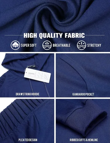 Vista 4 de COOFANDY Sudadera con capucha de entrenamiento para hombre, ligera, atlética, moderna, con bolsillo