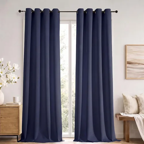 Vista 45 de Simplebrand Cortinas blancas puras de 96 pulgadas de largo para oscurecer la habitación, juego de 2 paneles para dormitorio/sala de estar, bloqueo