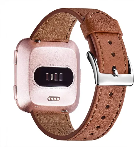 Vista 26 de WFEAGL Correa para Fitbit Versa, correa de cuero de grano superior para reloj inteligente Fitbit Versa Fitness (correa negra + hebilla negra)