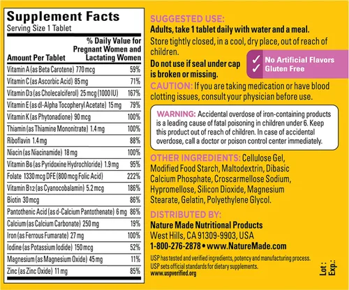 Vista 8 de Nature Made Multivitamínico prenatal con ácido fólico, 90 tabletas