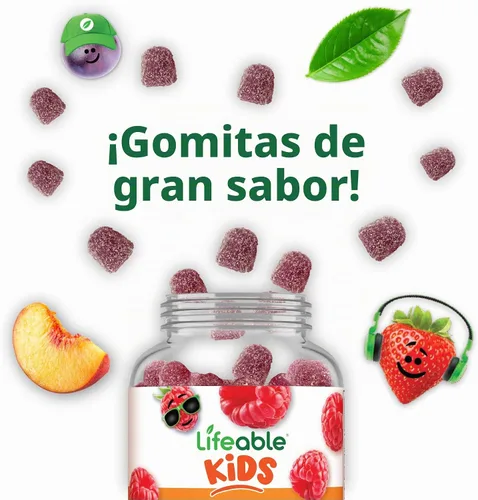 Vista 5 de Lifeable Complejo de vitamina B sin azúcar para niños Complejo B con vitamina C Vitaminas del complejo VIT B de gran sabor Apoyo energético