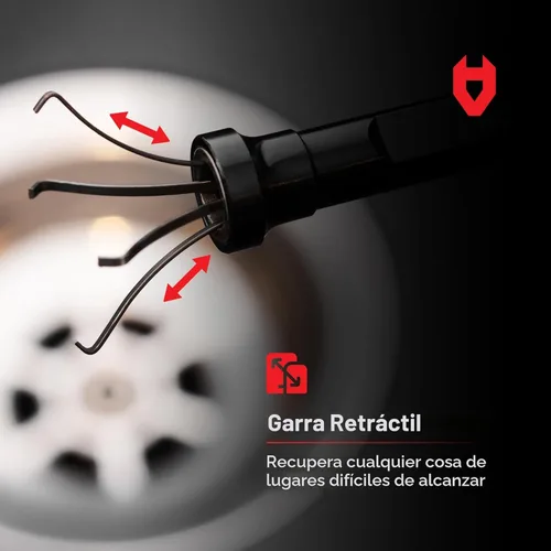 Vista 3 de NoCry Herramienta de recogida de garra magnética flexible con luz LED brillante - Herramienta de recogida magnética retráctil de 27.7 pulgadas