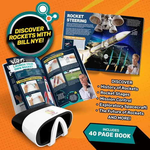 Vista 5 de Abacus Brands Bill Nye's Science Squad: Rocket Lab VR - Kit de ciencia para niños de realidad virtual, libro y juego de actividades de aprendizaje
